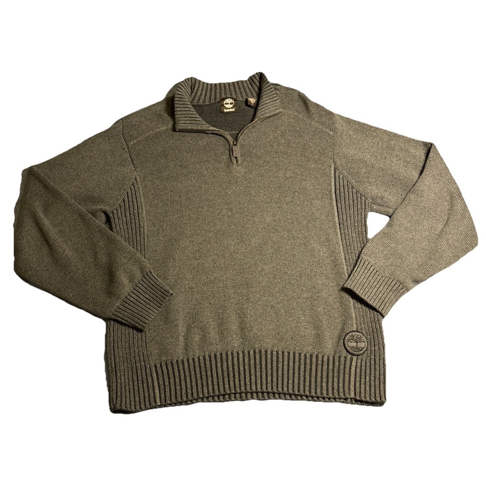 Timberland Men's 1/4 Zip Sweater Dark Gray Size Large